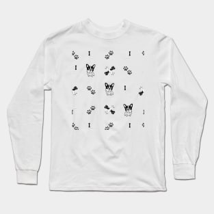 Bulldog, paw print and bones Long Sleeve T-Shirt